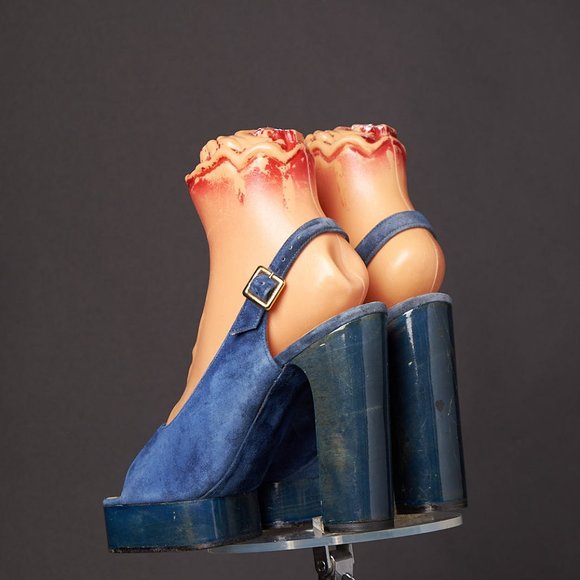 1970s Peep Toe Suede Platform Heels Shoes - Picture 3 of 8